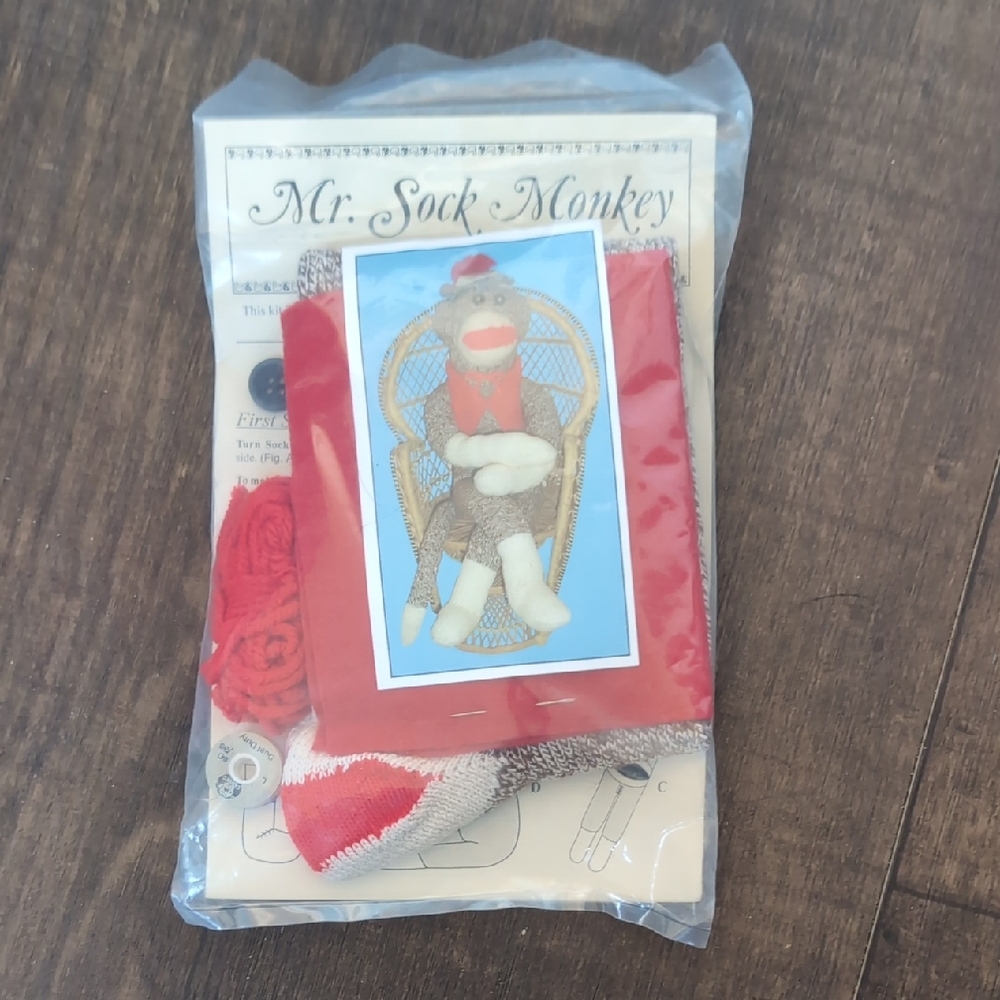 Sock Monkey Craft Kit with Red and Gray Socks